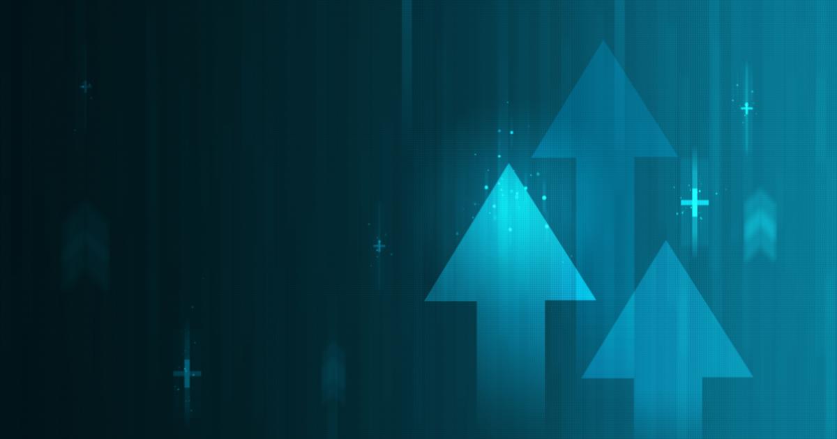 Economics graphic, arrows pointing up