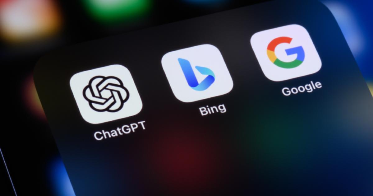 ChatGPT, Bing and Google stock photo