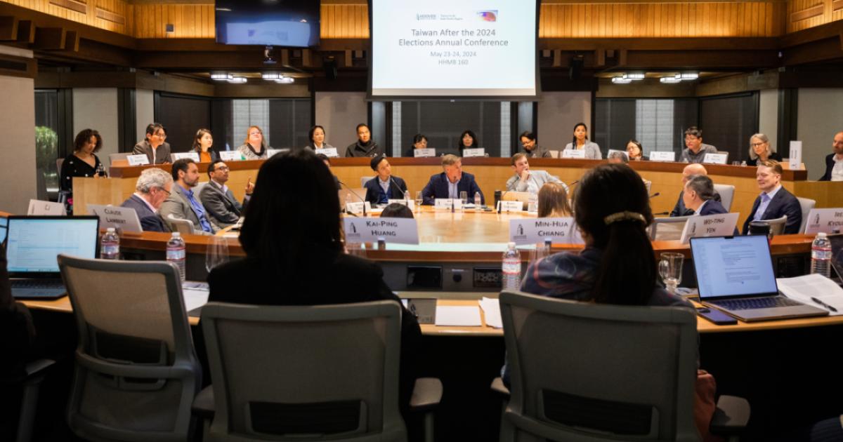 Scholars are seen discussing Taiwan’s future at the Hoover Institution on May 23, 2024. 
