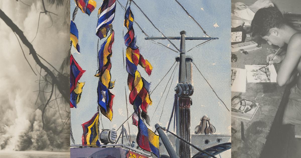 Collage of a watercolor and photographs from the Natale Bellantoni papers 