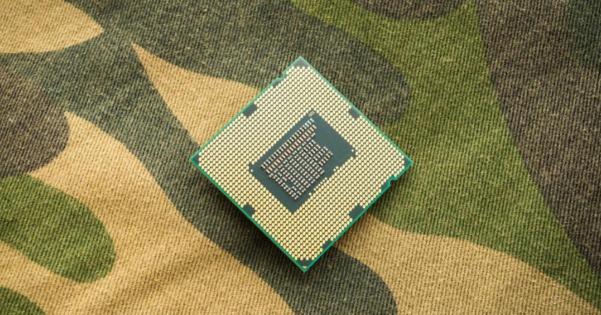 computer chip on camo background