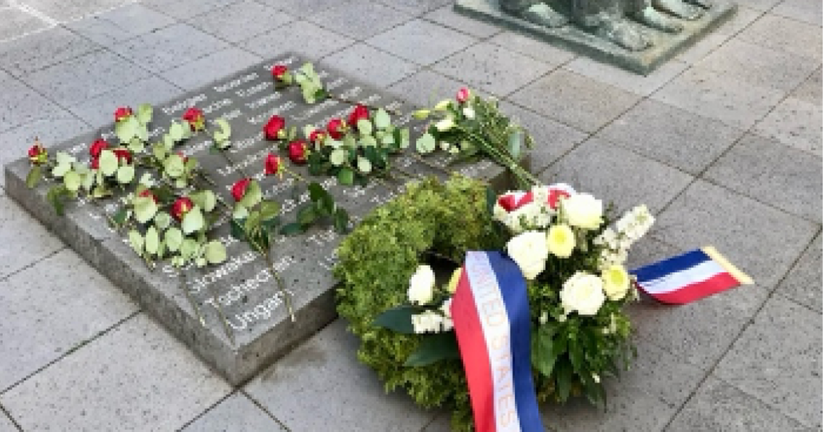 The Mittelbau-Dora Concentration Camp Along With Commemorative Wreath From The US Consulate On Behalf Of American People