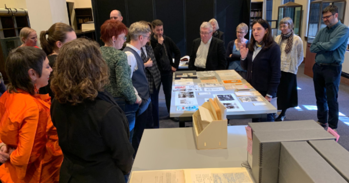 Katharina Friedla presenting archival material 