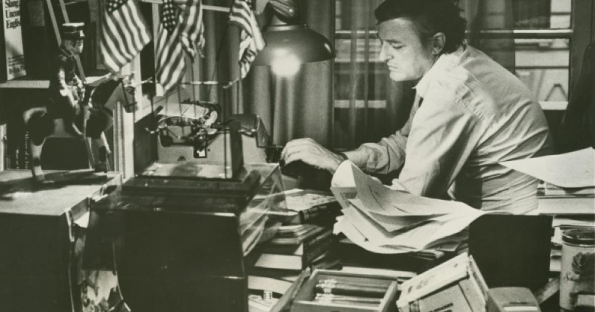 William F. Buckley Jr. at his typewriter