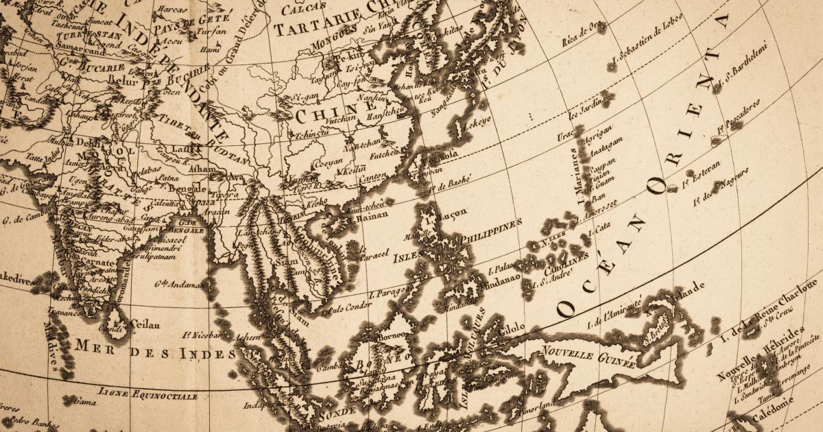 Old world map, Japan and East Asia stock photo