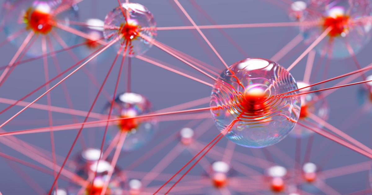 Abstract connection glass spheres stock photo