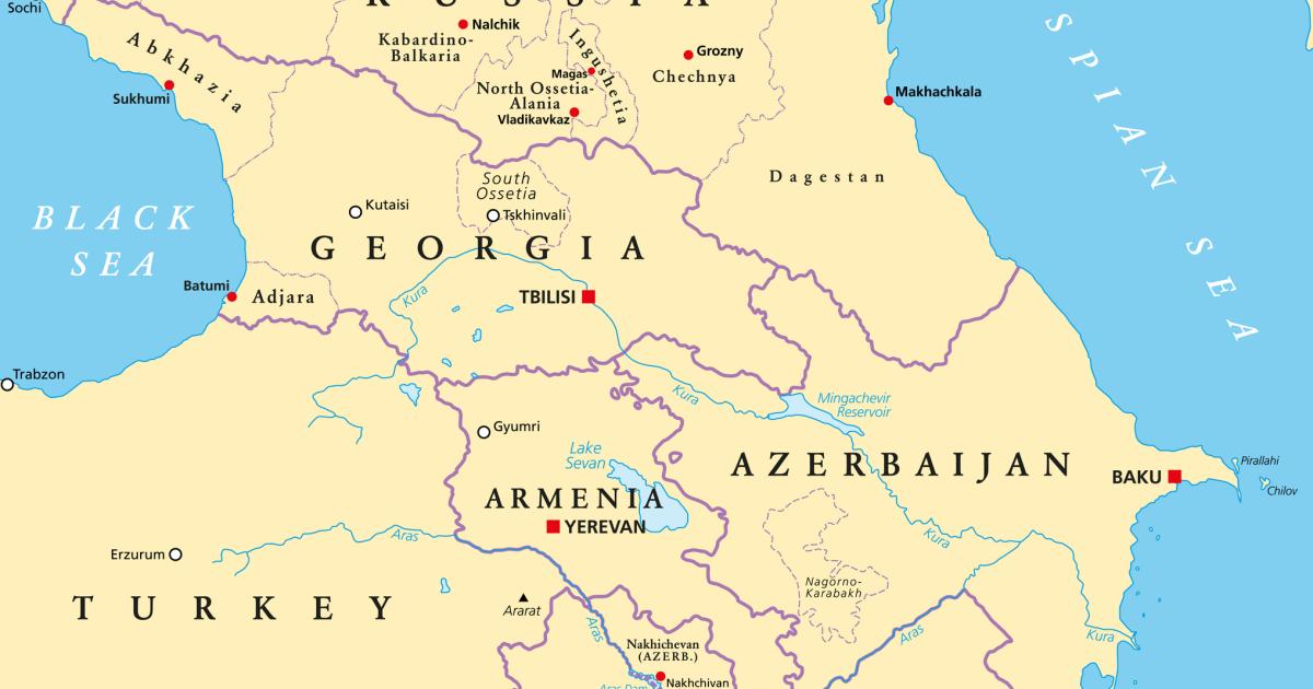 The Caucasus, or Caucasia, political map stock illustration