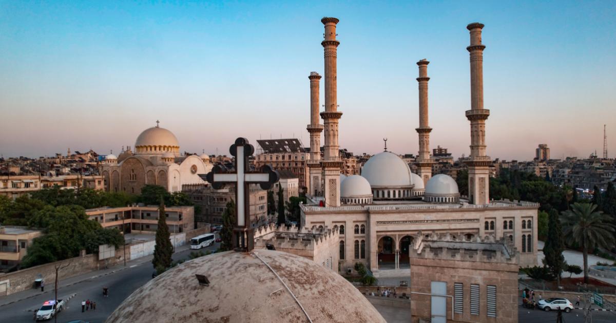 Coexistence between sects in Syria. stock photo