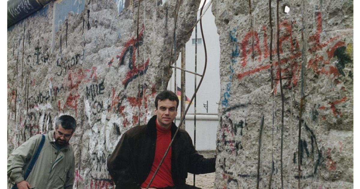 Andrew Nagorski at the Berlin Wall, early 1990, shortly after it fell