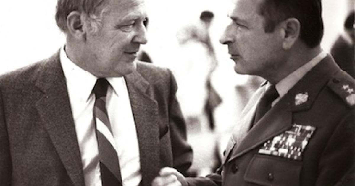 Photo of Mieczysław Rakowski and Czesław Kiszczak, circa 1987 (Mieczysław Rakowski, Hoover Institution Archives)