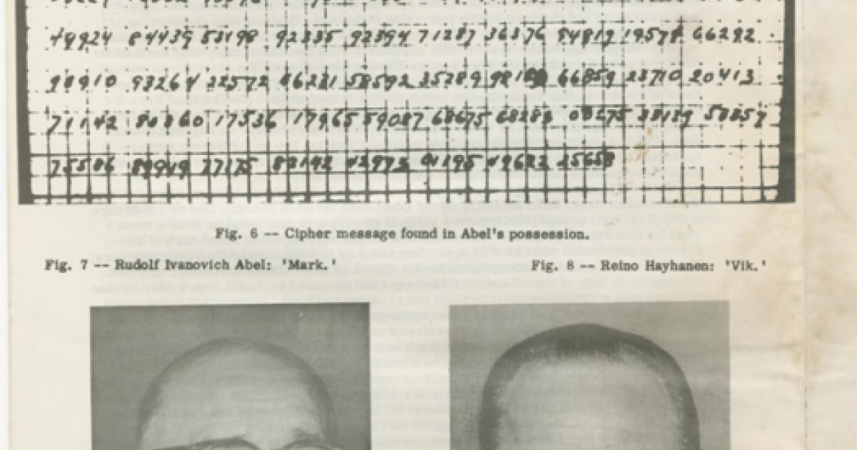 A cipher message found in the possession of Rudolf Abel (James B. Donovan Collection, Box 7, Folder 53-15)