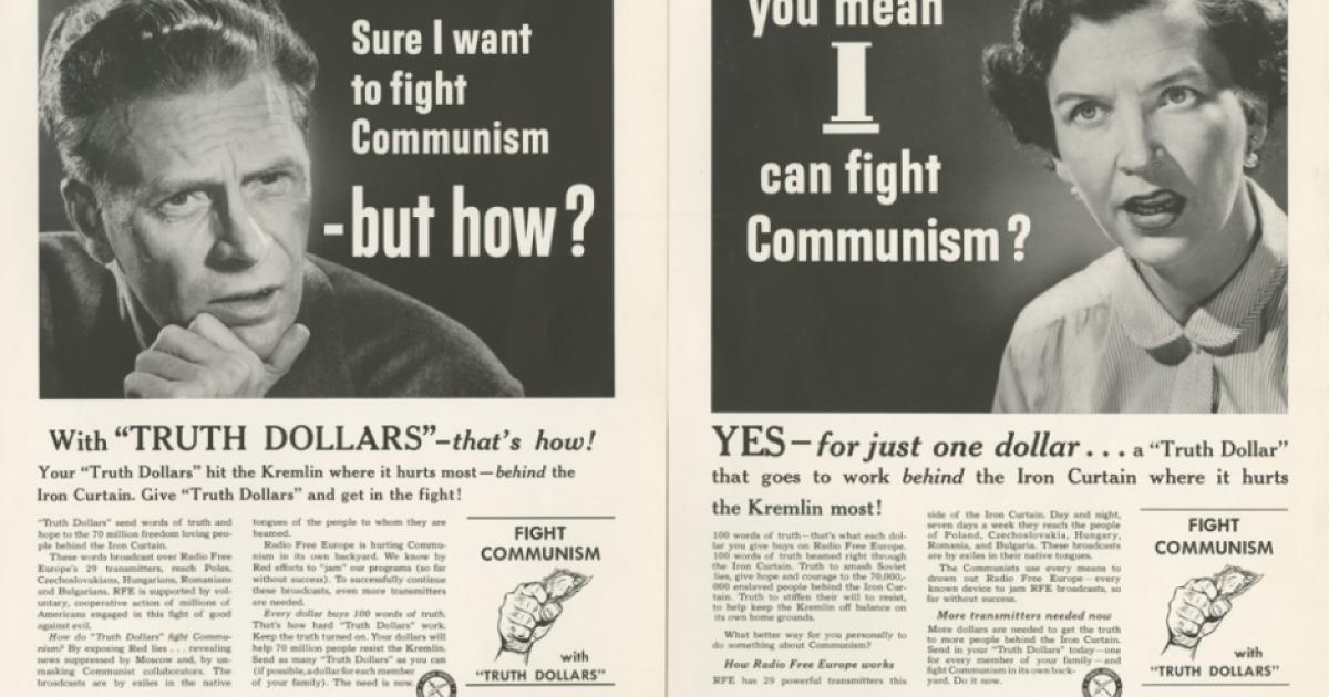 Proofs of advertisements from the Crusade for Freedom Advertising Council&#039;s &quot;Truth Dollar&quot; campaign, 1954  (Radio Free Europe/Radio Liberty, Inc. Corporate Records, Box 2236, Folder 1)