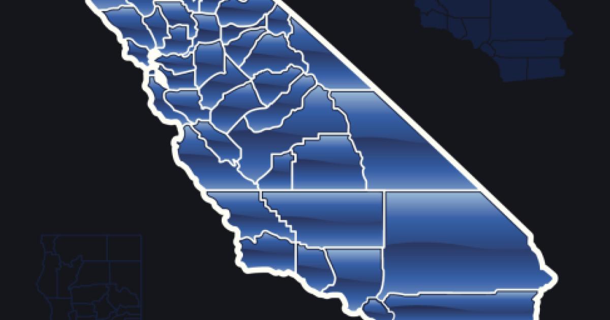 Blue map of California