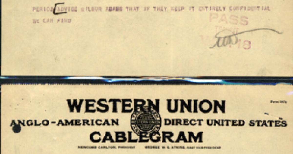 Hoover’s Telegram to Lou Henry