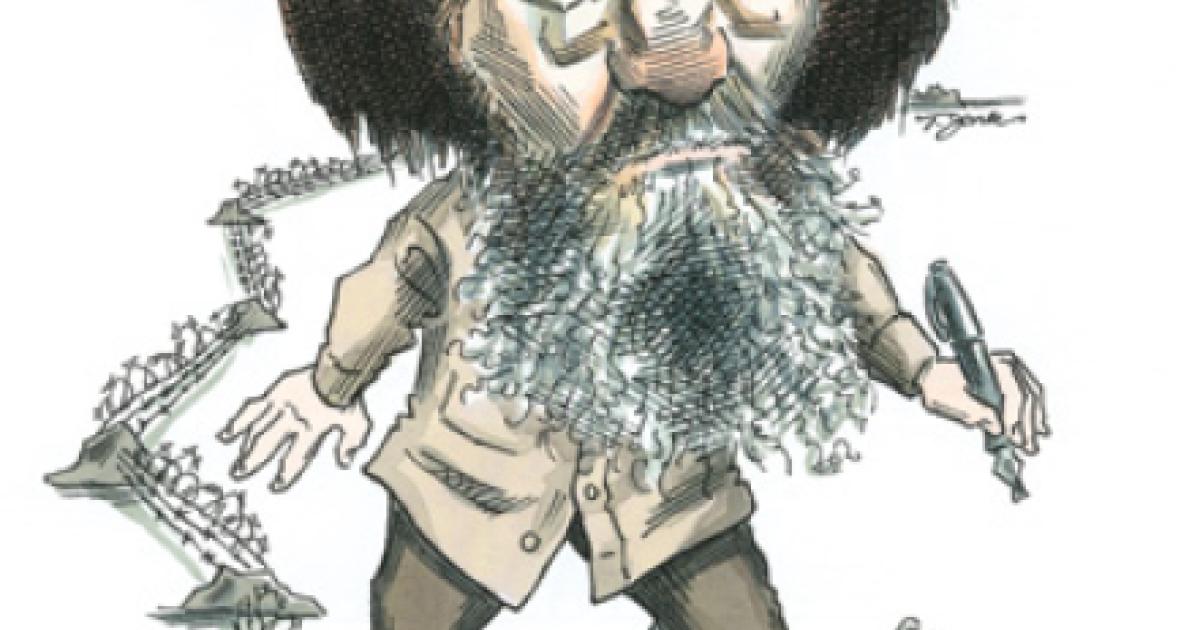 cartoon of Aleksandr Solzhenitsyn