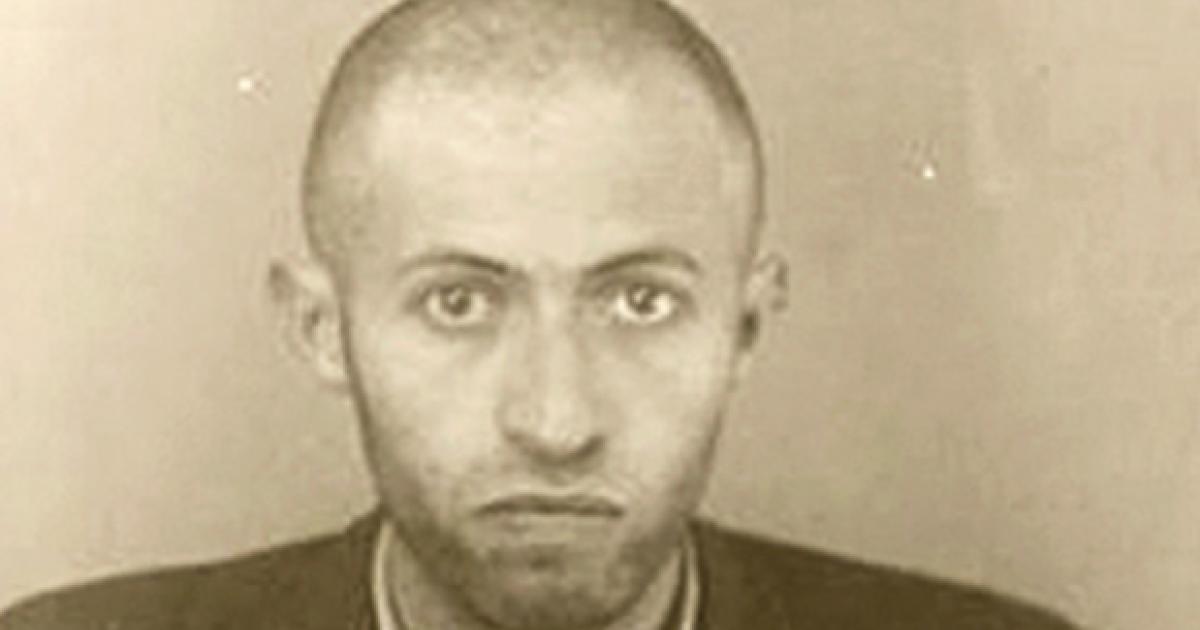 Menachem Begin pictured in his secret-police mug shot