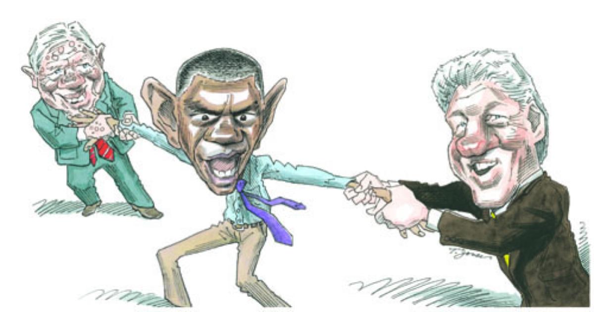 Carter, Obama, and Clinton cartoon