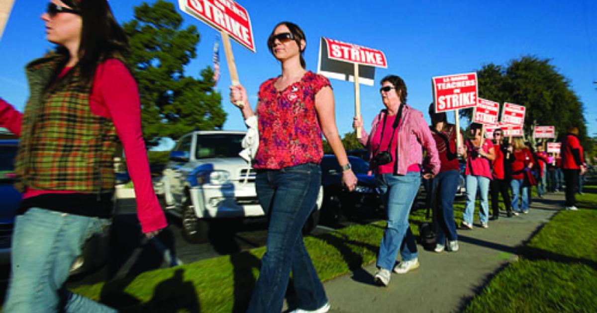 Teachers picket in La Habra last December