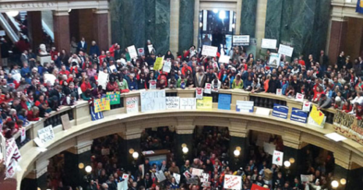 Protestors at Wisconsin capitol building