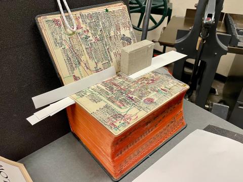 Masuo Kitaji's Companion Bible undergoing conservation treatment