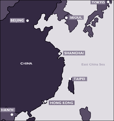 Map of China and Hong Kong