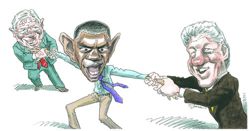 Carter, Obama, and Clinton cartoon