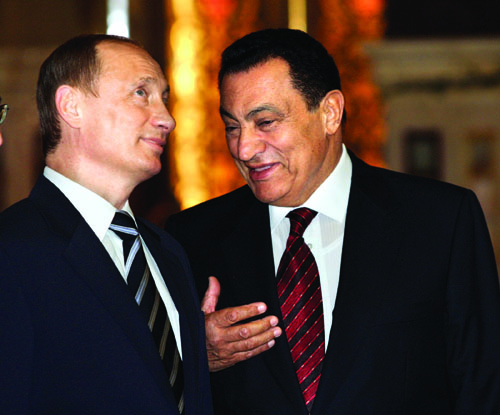 Egyptian President Hosni Mubarak and Vladimir Putin