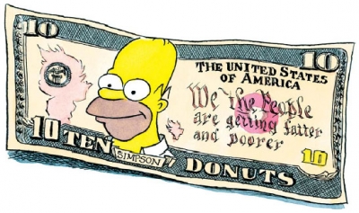  bill with picture of Homer Simpson