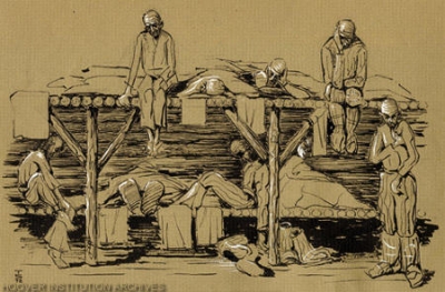 Thomas Sgovio's drawing of the harsh conditions in the Soviet Gulag (1972)