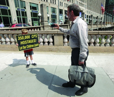 young child with sign