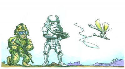 army and astronaut men with guns