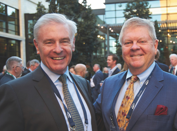 Board of Overseers members Joel Peterson (left) and James E. Forrest during the Fall 2019 Retreat